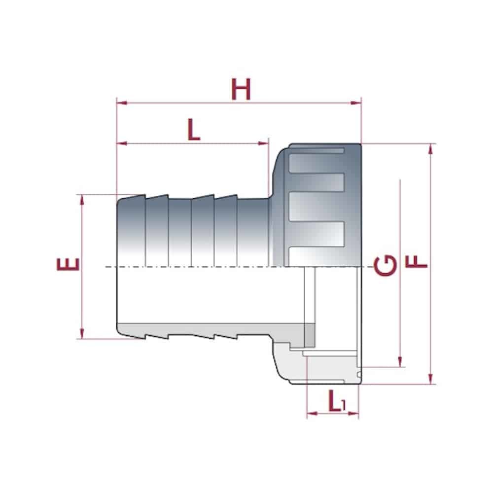 PVC cevna spojka z matico ¾" IG x 16 mm-0