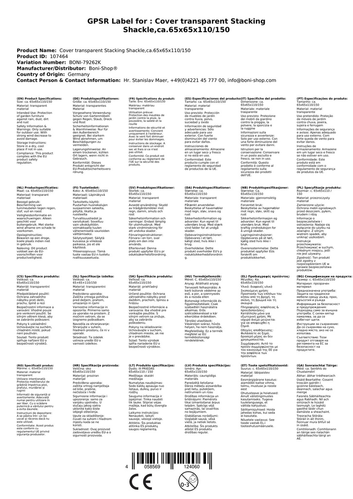 Prozorna zaščitna prevleka za zložljive stole, približno 65x65x110/150-1