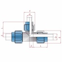 PP PE cevna spojka T-kos zmanjšan 32 x 25 x 32-0