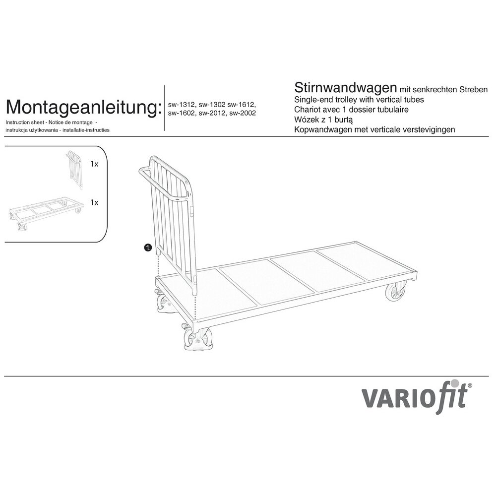 Streben Stirnwandwagen 500 kg Tip L (TG)-0