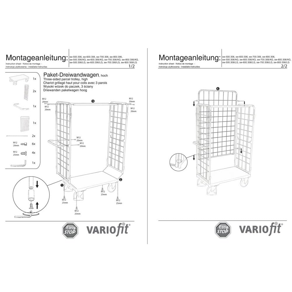 Visokotrojni voziček Paket-Dreiwandwagen tip S + EasySTOP-1