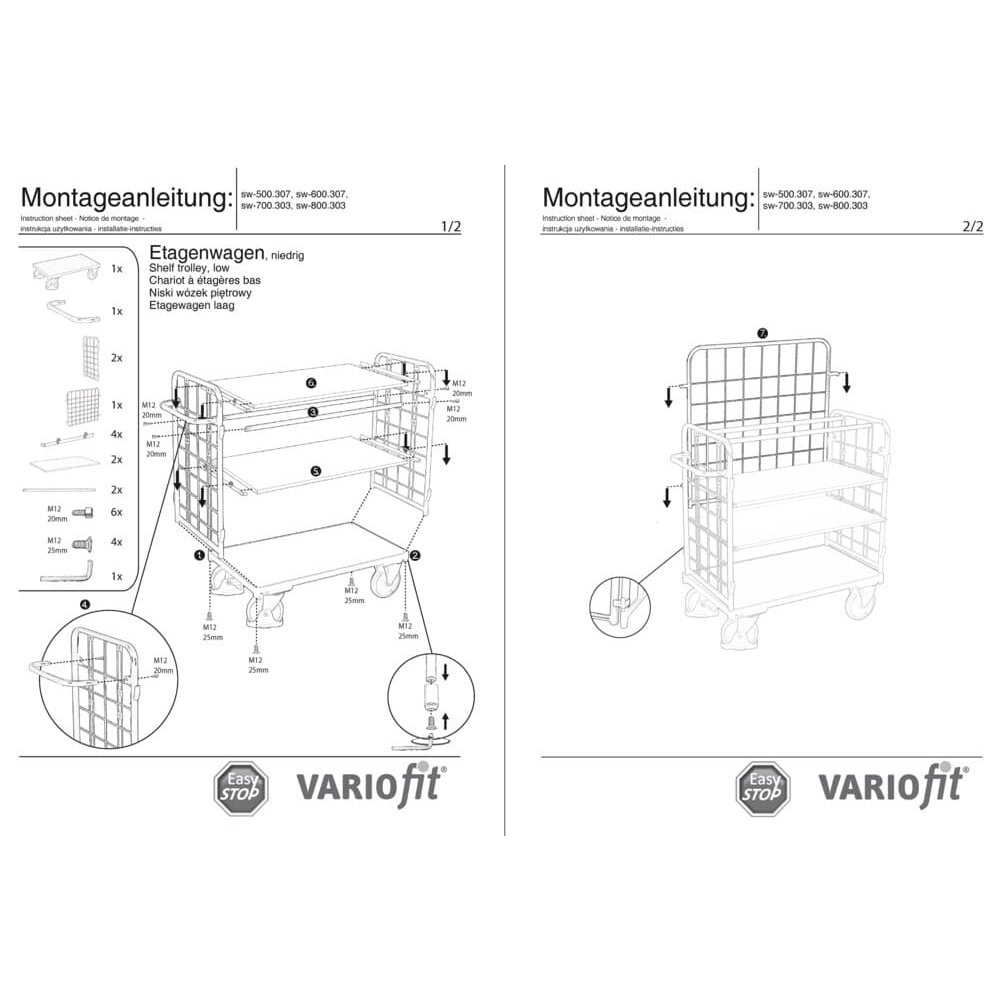 Paket-Dreiwandwagen s 3 policami 400 kg nosilnosti Tip S + EasySTOP-0