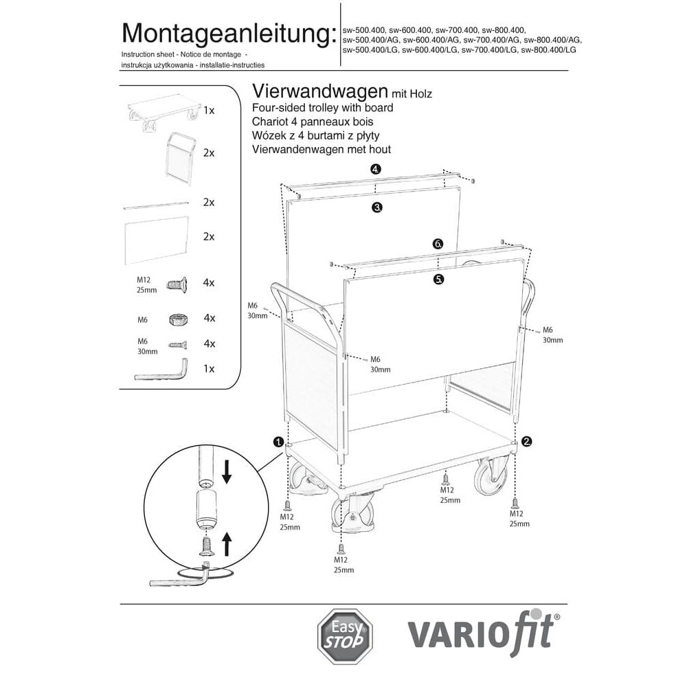 Štirkolesni voziček 400 kg tip S + EasySTOP-0