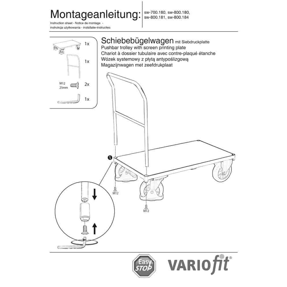 Voziček z ročnim upravljanjem 1000 kg tip S + EasySTOP-0