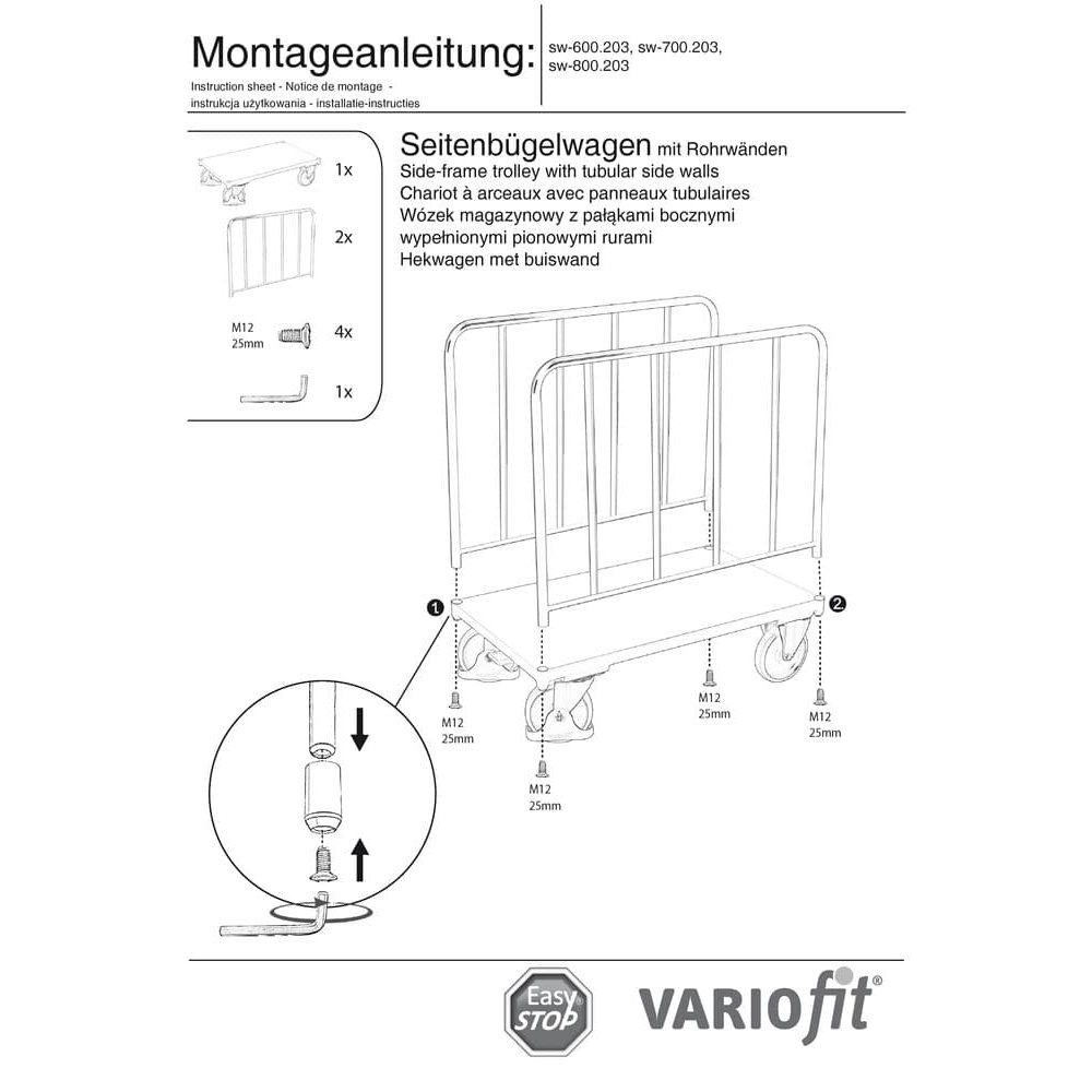 Voziček s stranskimi oporniki Tip M + EasySTOP-0