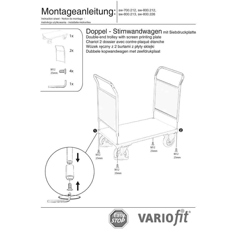 Dvojni čelni voziček 1000 kg Tip S + EasySTOP-0