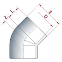 PVC-U 45°Kolenski nastavek 50 mm PN16-0