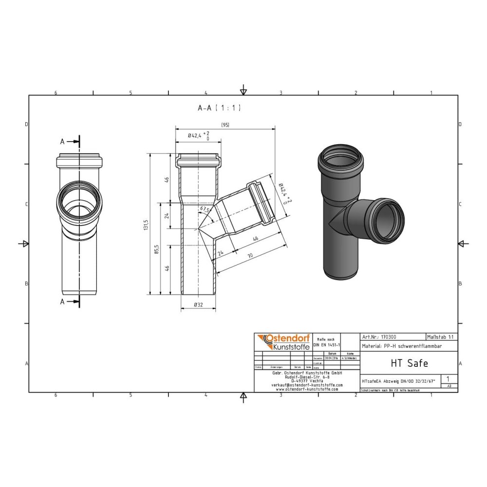 HTsafeEA Razcep DN/OD 32/32 67 Stopinj-1