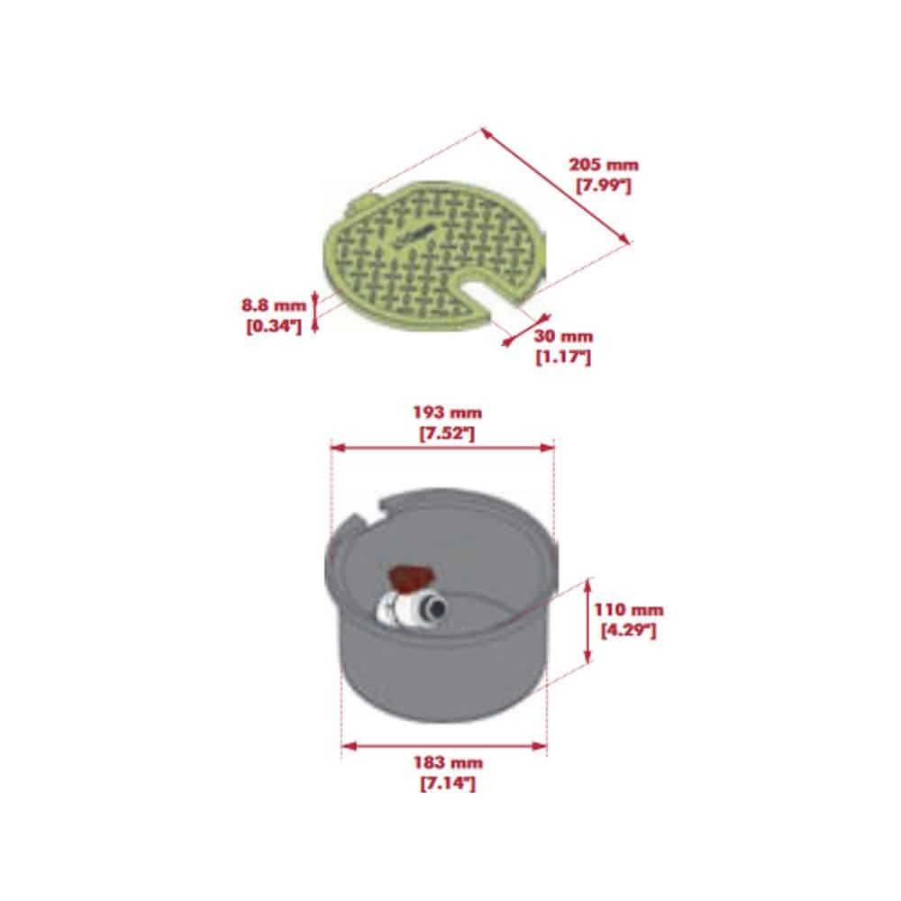 Ventilschacht okrogel 110 mm višina z 3/4" ventilom-1