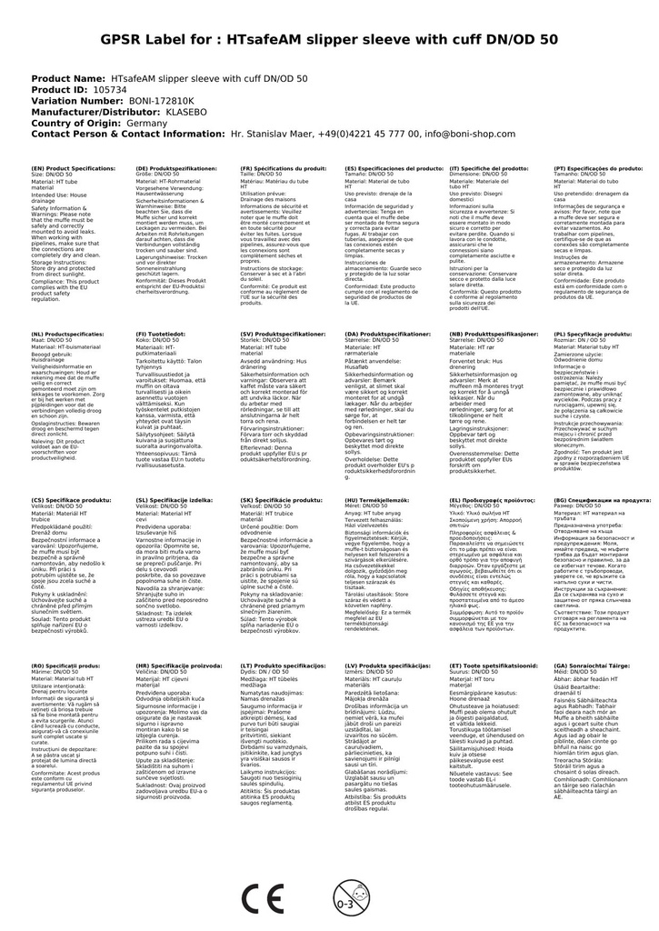 HTsafeAM natakna manšeta z obročem DN/OD 50-2