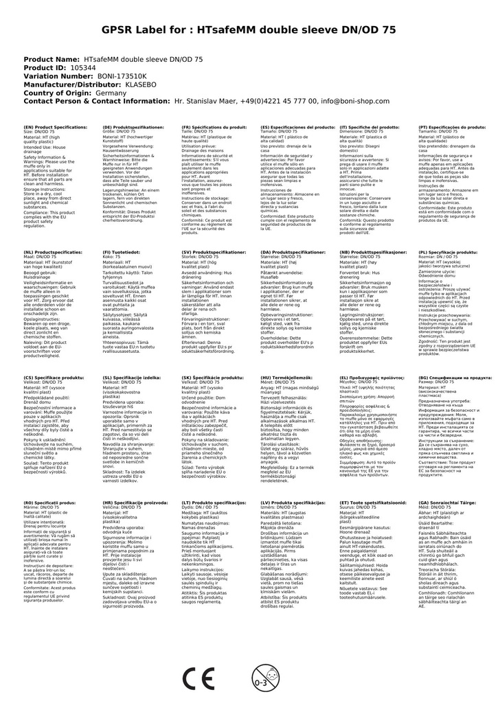 HTsafeMM Dvojna spojka DN/OD 75-2