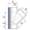 PVC - U 45° T-kos Vtičnica 63 mm PN10-0