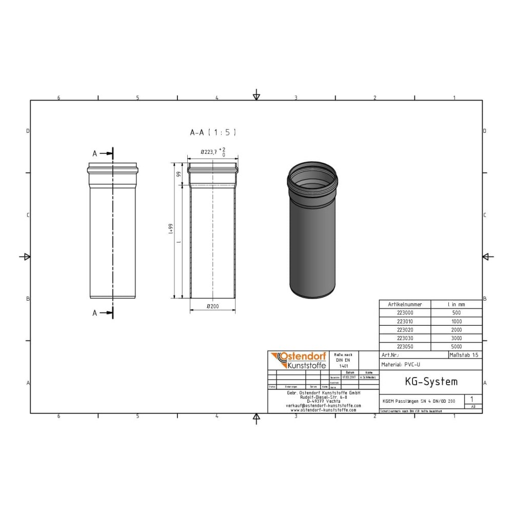 KGEM Cev SN 4 DN/OD 200 x 1000 mm-1