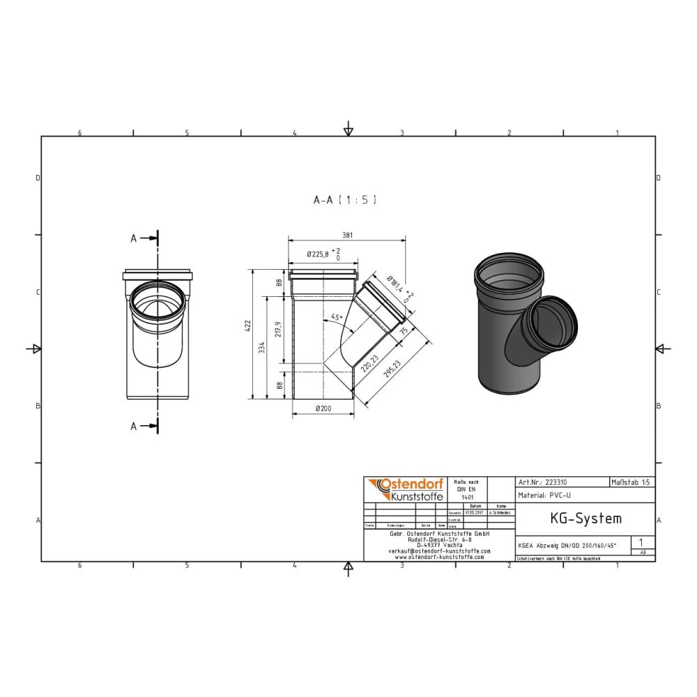 KGEA Odcep DN/OD 200/160 45 stopinj-1