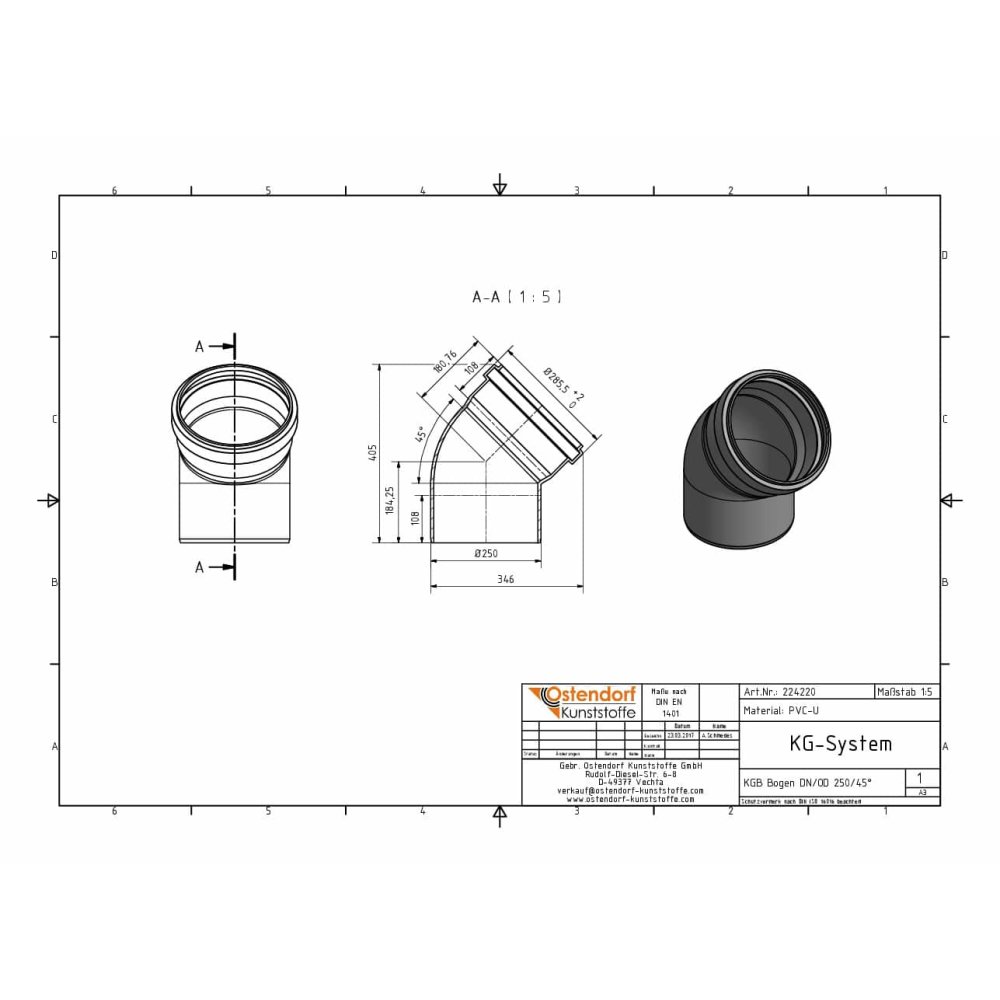 KGB Koleno DN/OD 250 45 Stopinj-1