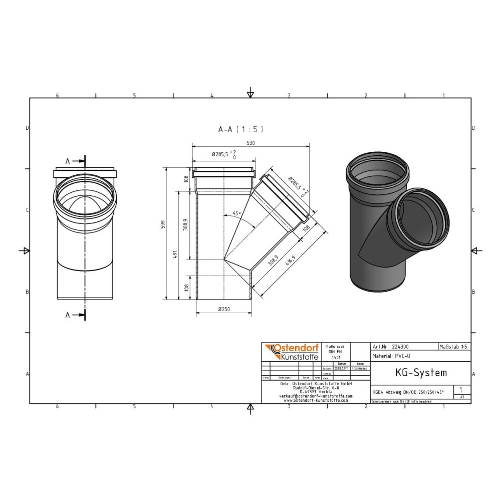 KGEA Odcep DN/OD 250/250 45 Stopinj-1