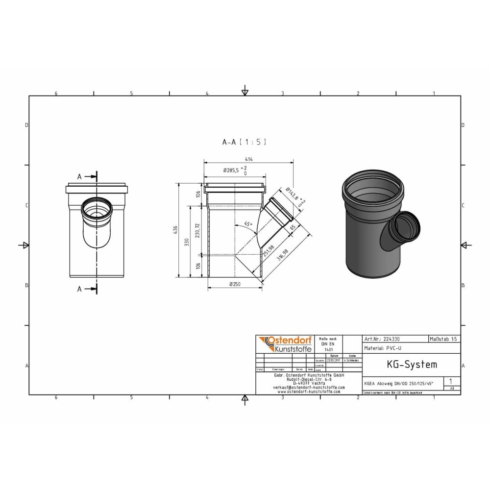 KGEA Odcep DN/OD 250/125 45 Stopinj-1