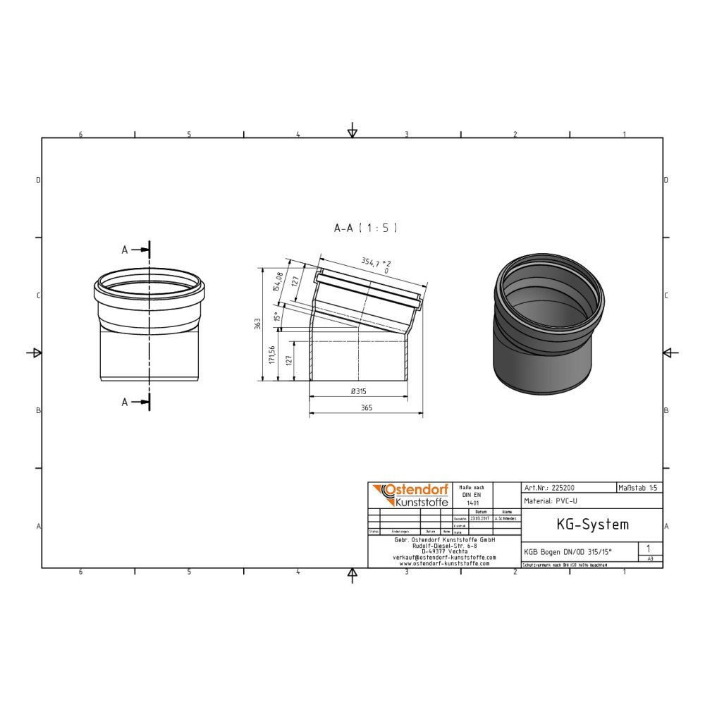 KGB Koleno DN/OD 315 15 Stopinj-1