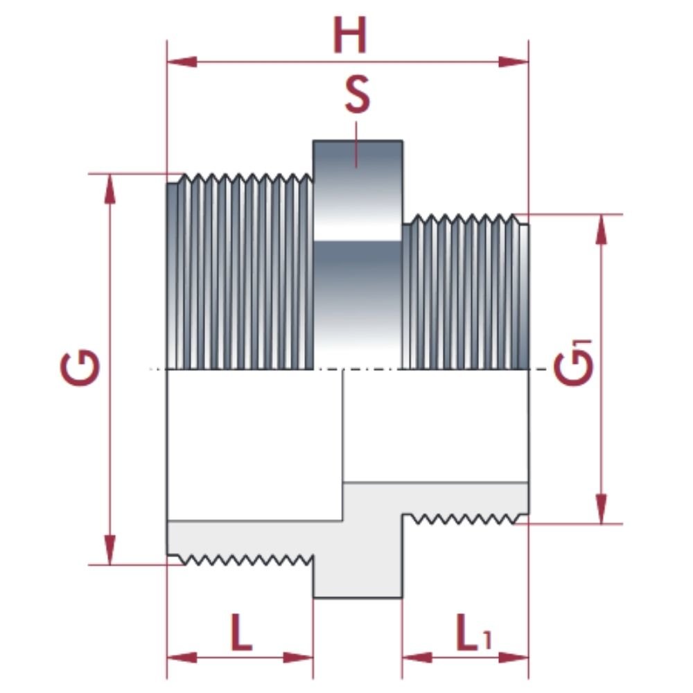 PVC - U Dvojni nastavek zmanjšan AG 1 1/2" x 1"-0