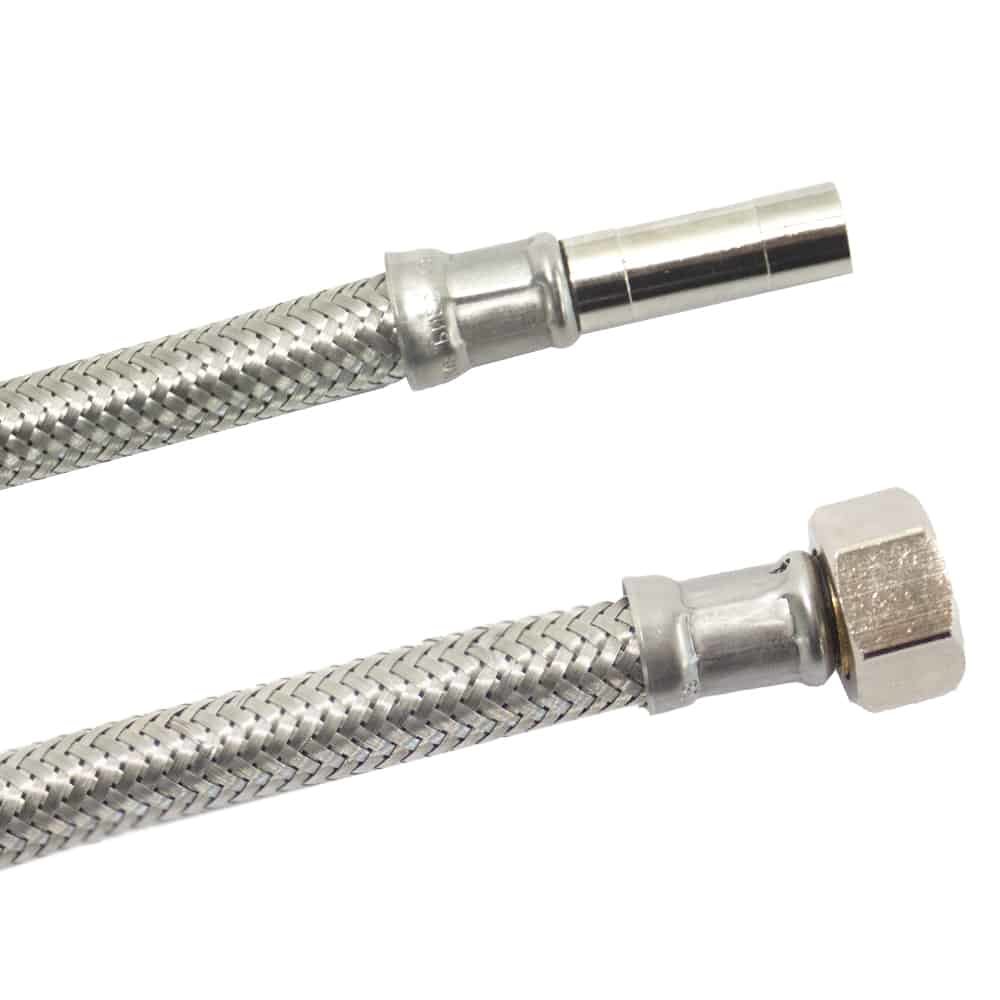 DN8 DVGW gibljiva cev z nerjavečim jeklom 3/8" ÜM x 10mm cevni priključek 1000 mm