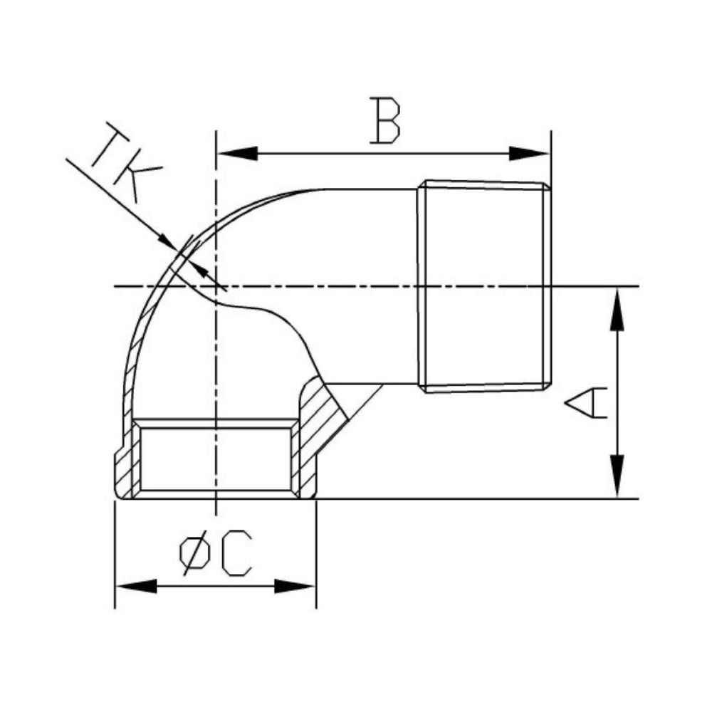 Navojni fiting iz nerjavečega jekla kot 90° 1 1/2" IG x 1 1/2" AG-1